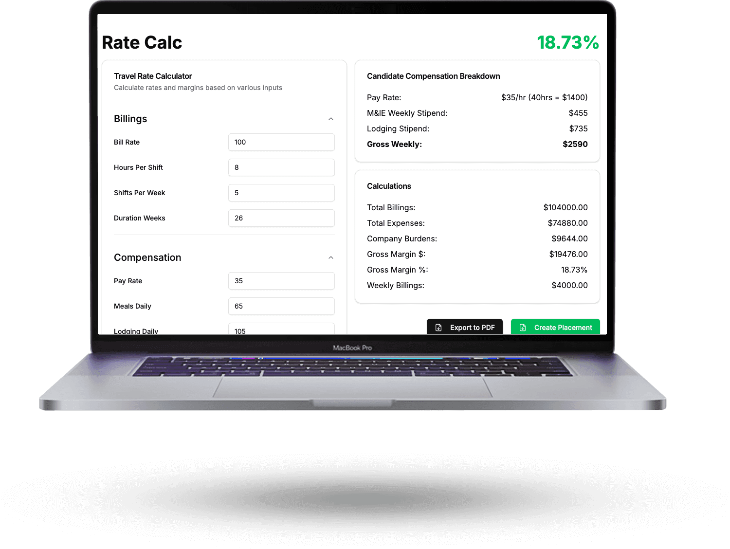 Rate Calculator Preview